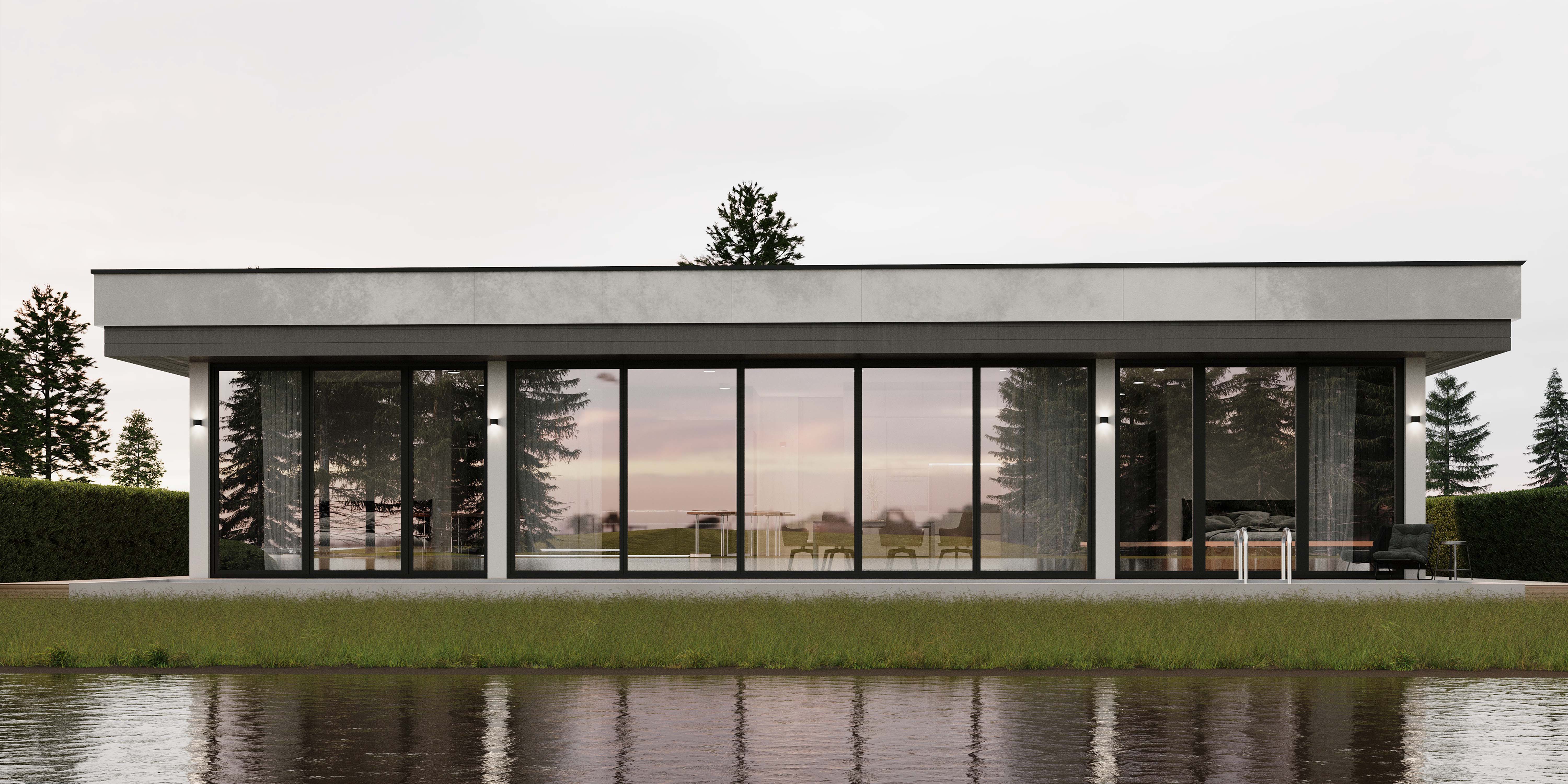 Villa — фасад с бассейном